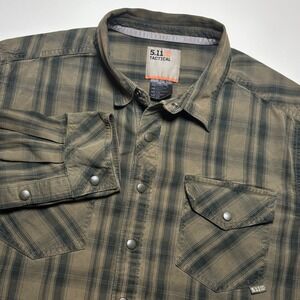 5.11 Tactical Plaid Men's M Snap Front Utility Shirt Open Carry rugged outdoors